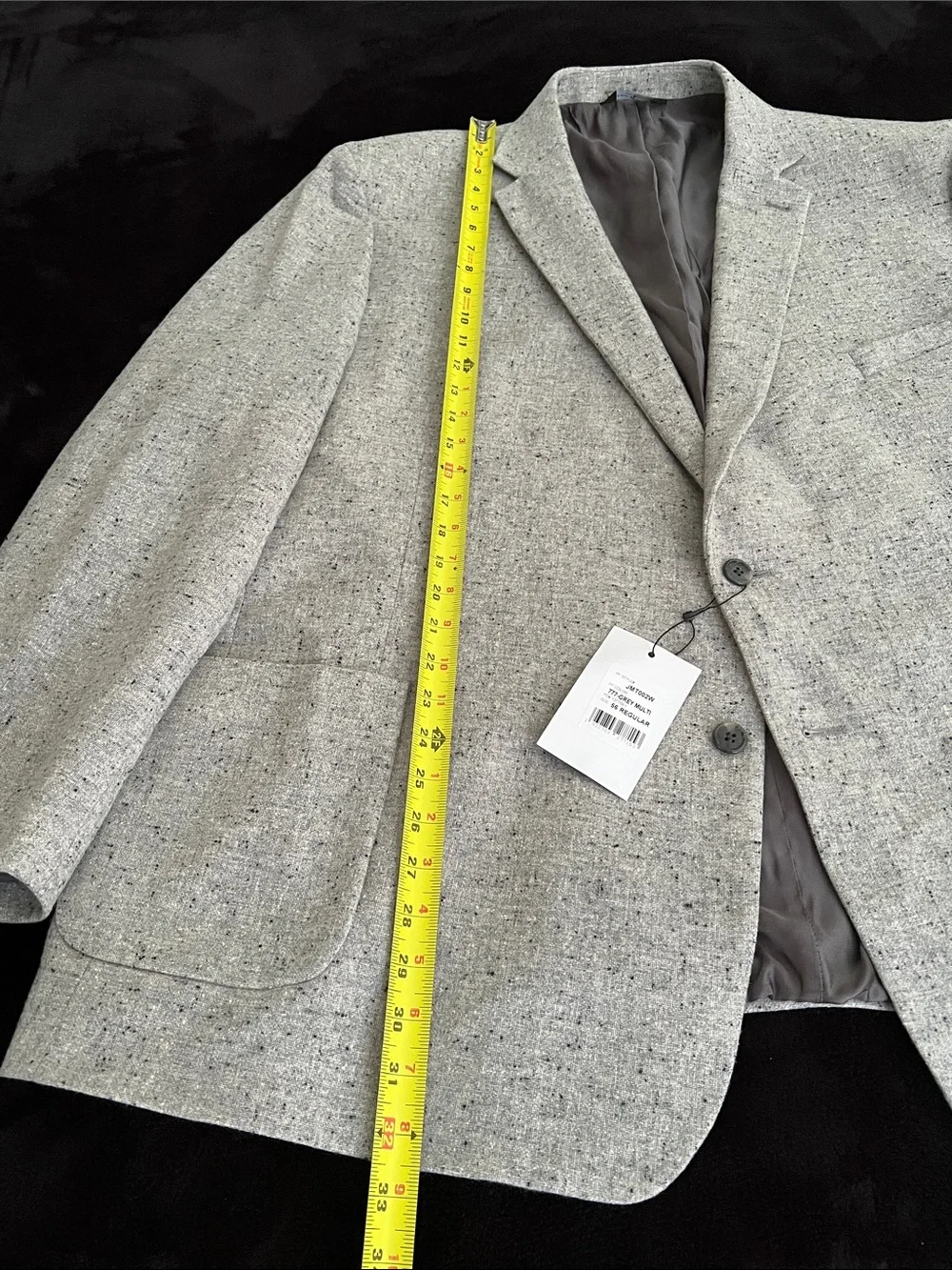 NWT. 100% Wool Paul Fredrick Light Gray Speckled Sport Coat